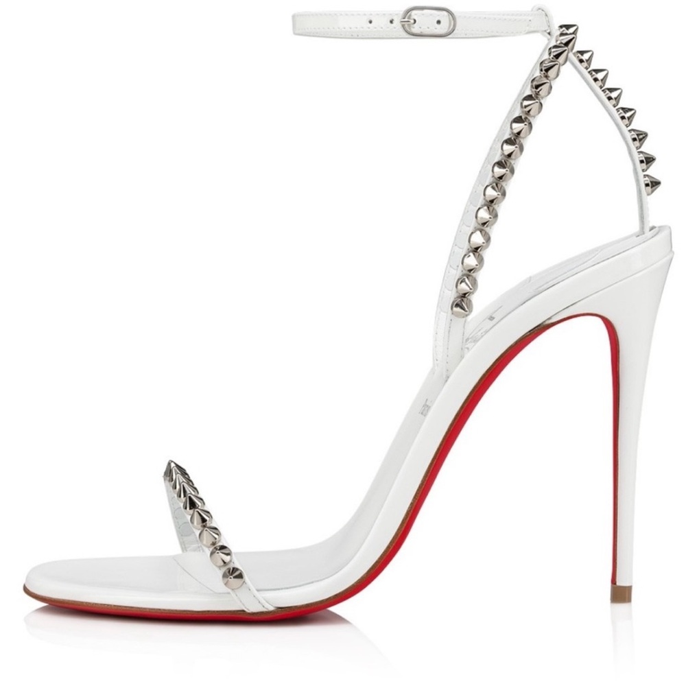 Christian Louboutin White Heels with Silver Studs